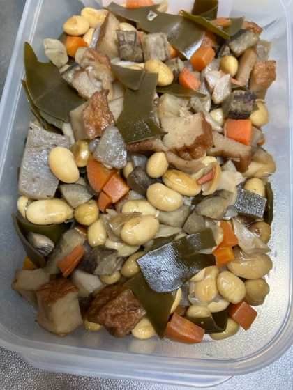 お弁当にも！蓮根と豆・こんにゃくの五目煮風