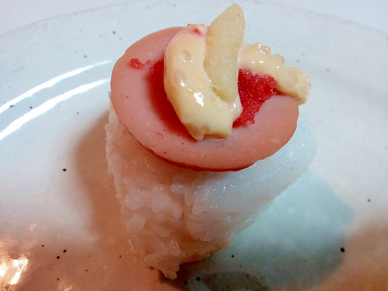 おさかなのハンバーグと明太子の焼きおにぎり