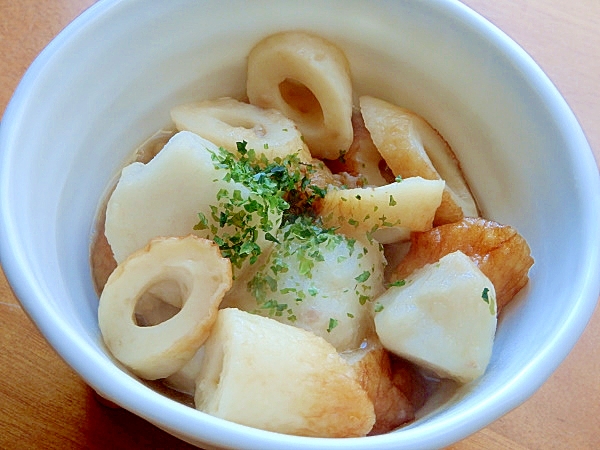 １０分で煮物！？女子力アップ❤竹輪と茹でた里芋で♪