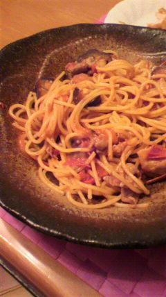 豚肉とフレッシュトマトのスパゲッティ