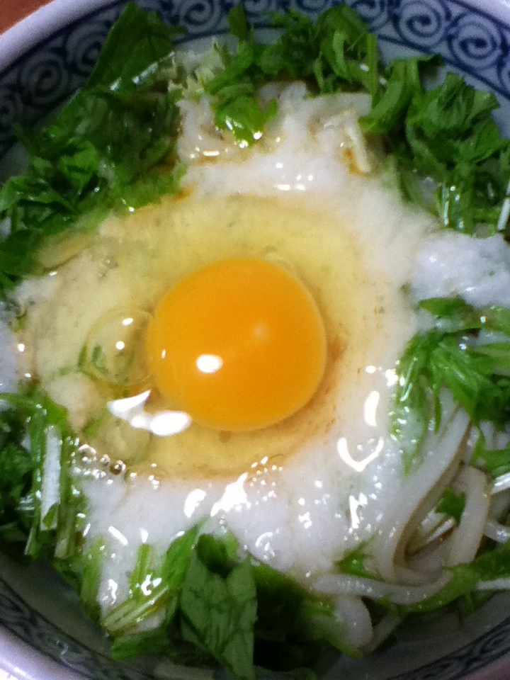 水菜トロロ卵うどん