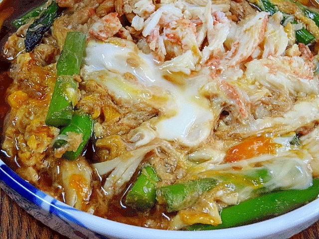 究極の和朝食☆ 「カニとアスパラ卵とじ」