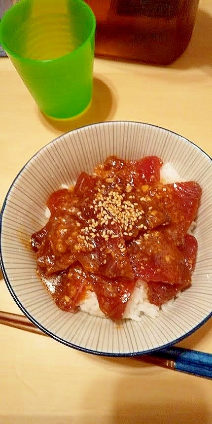 激安生カツオのユッケ風漬け丼