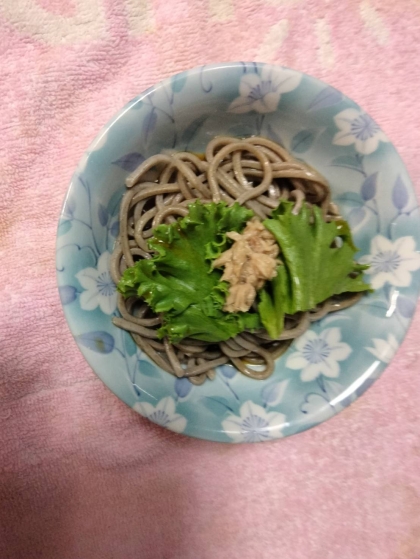 冷やしそば 貝割れ菜&ツナのせて