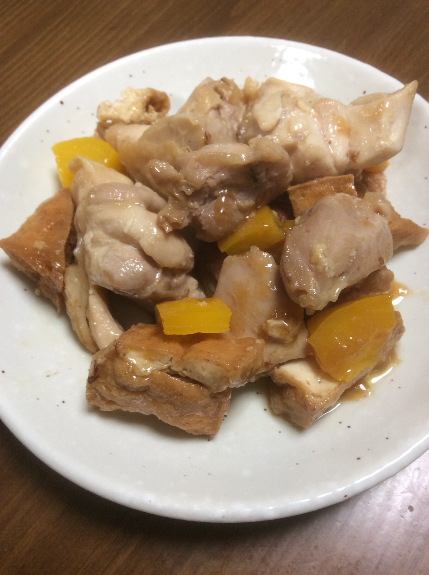 厚揚げとパプリカと鶏肉の炒め物