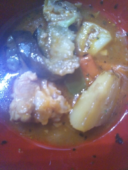 はじめてのスープカレーでしたが食べたい野菜を沢山入れてだいまんぞくでした！！