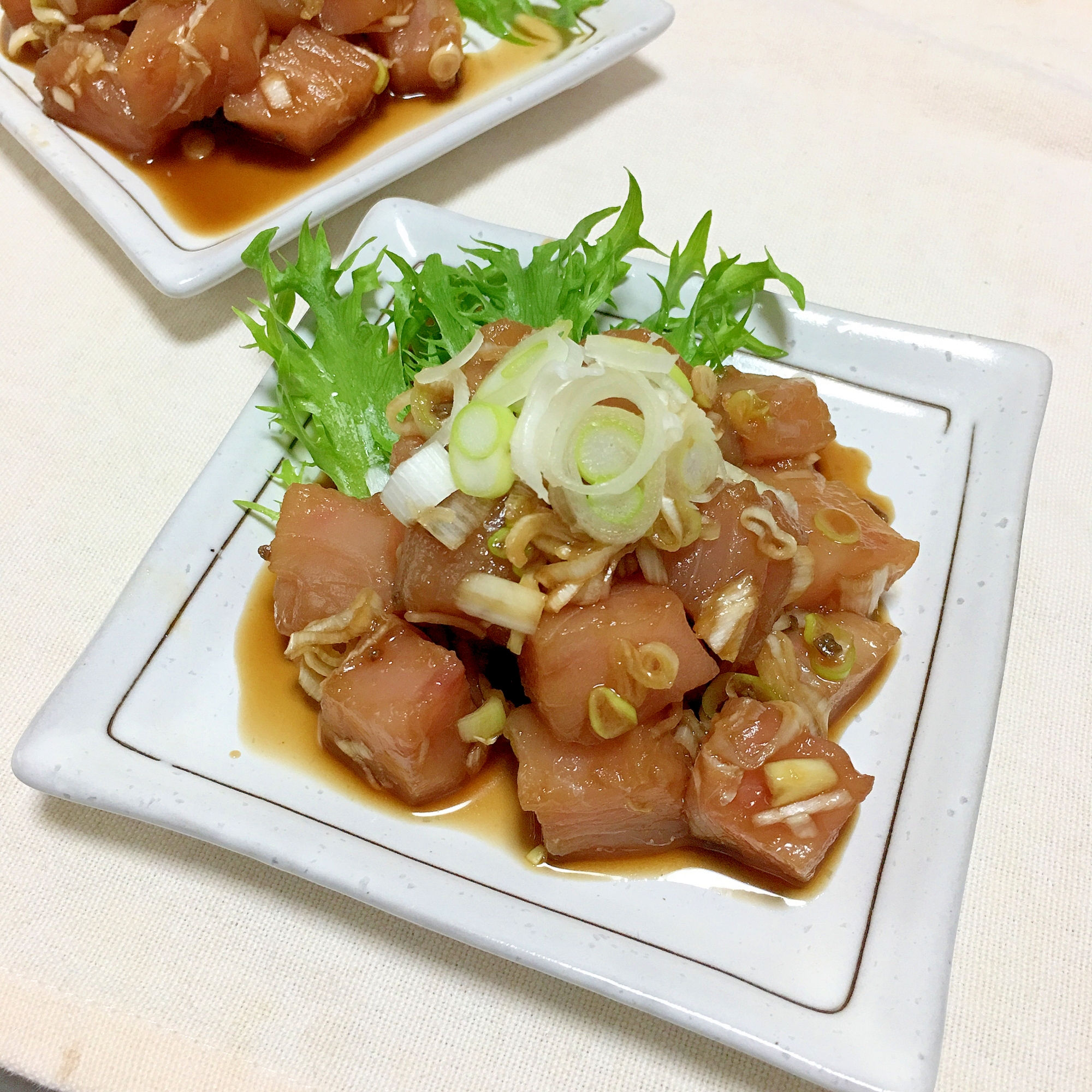 びんちょうまぐろと長ねぎのにんにくれもん醤油和え レシピ 作り方 By Kuuuma 楽天レシピ