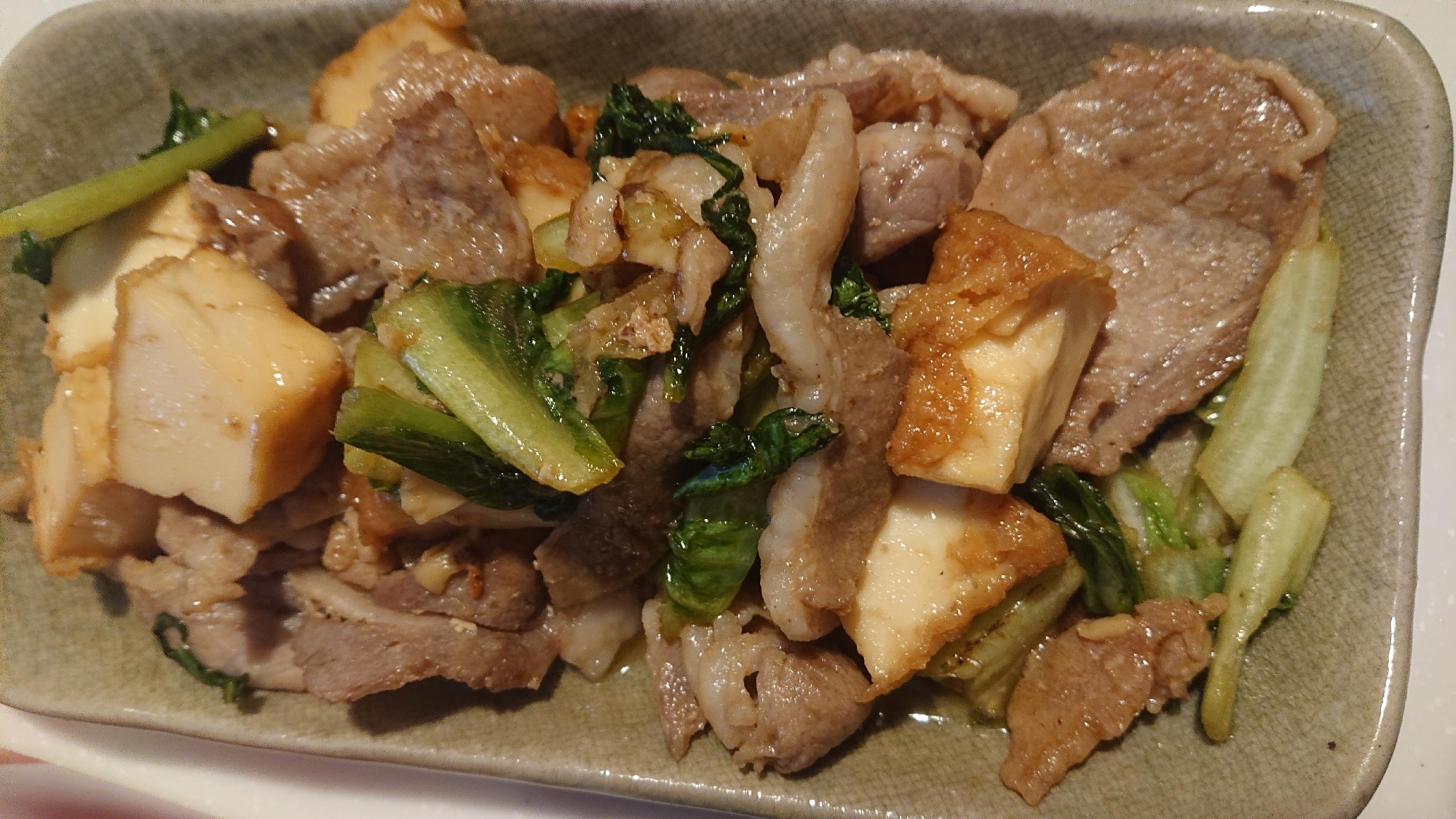 厚揚げ豆腐と豚肉の甘めおつまみ