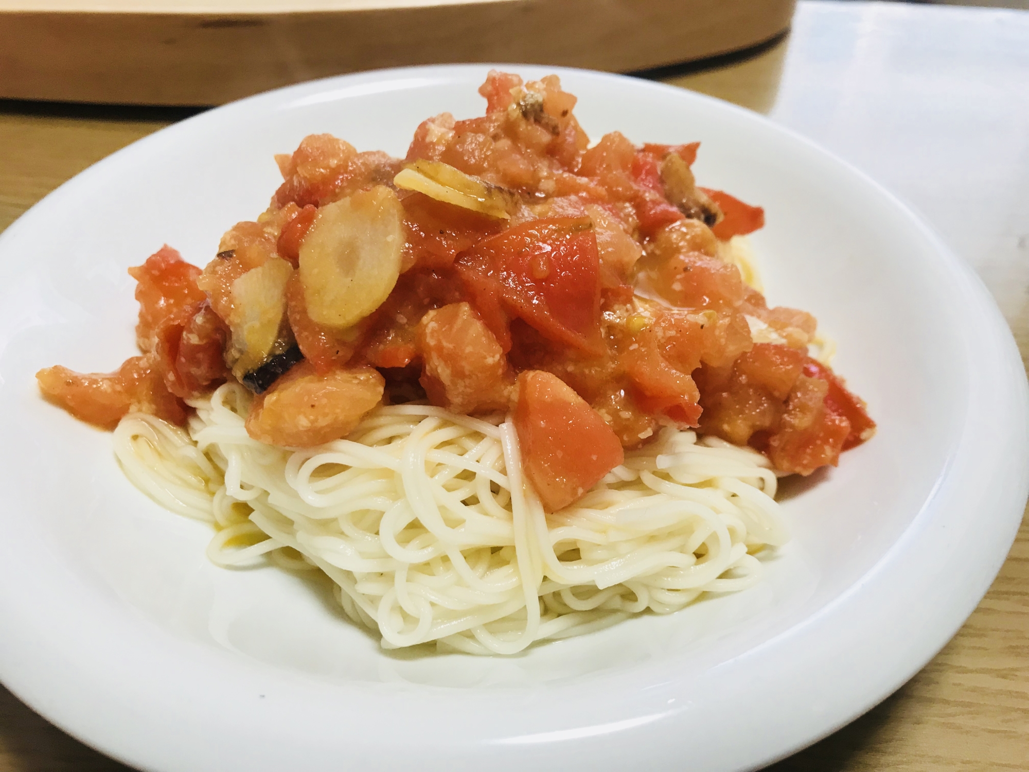 冷製パスタ風のトマトそうめん