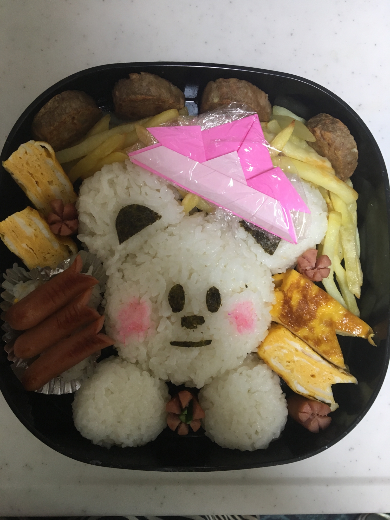 子供の日☆クマさんのフライドポテトたっぷりお弁当☆