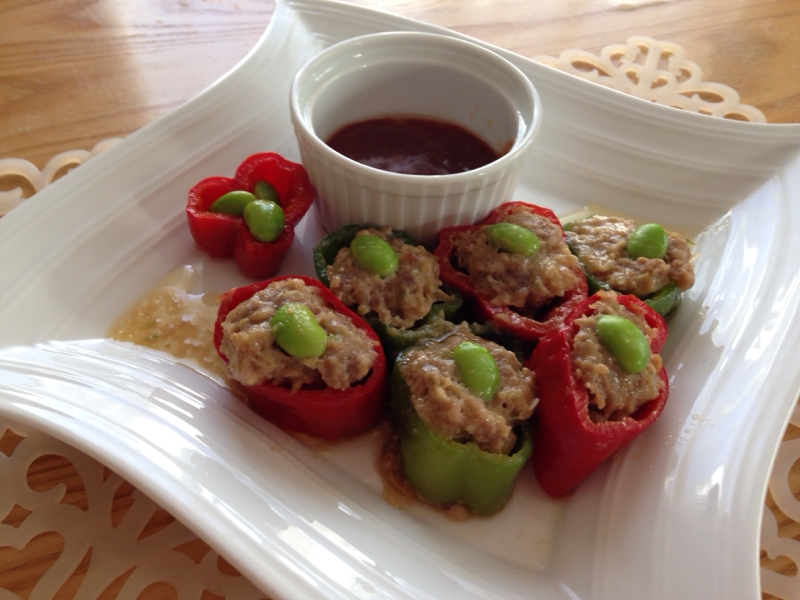 子供が喜ぶ♡レンジで簡単!ピーマンの肉詰め♪