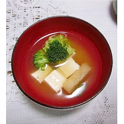 ブロッコリー・木綿豆腐・油揚げの味噌汁