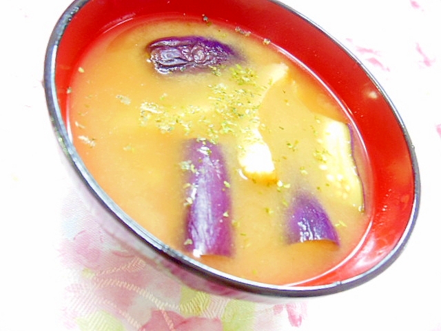 ❤茄子と丸天と青海苔＆生姜のお味噌汁❤