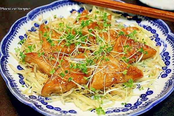 はんぺんの照り焼き＊もやし添え