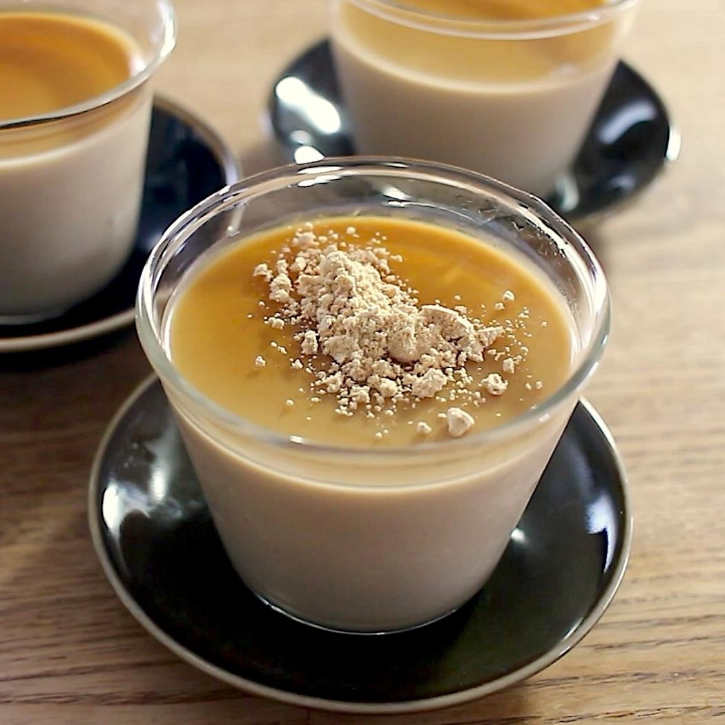 2で覚える/卵・砂糖なし みりんのほうじ茶プリン