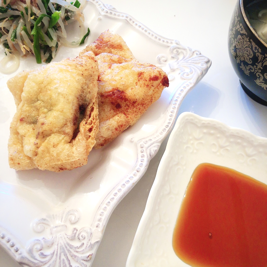 サックサクジューシー！鶏肉とチーズの油揚げ♡揚げ