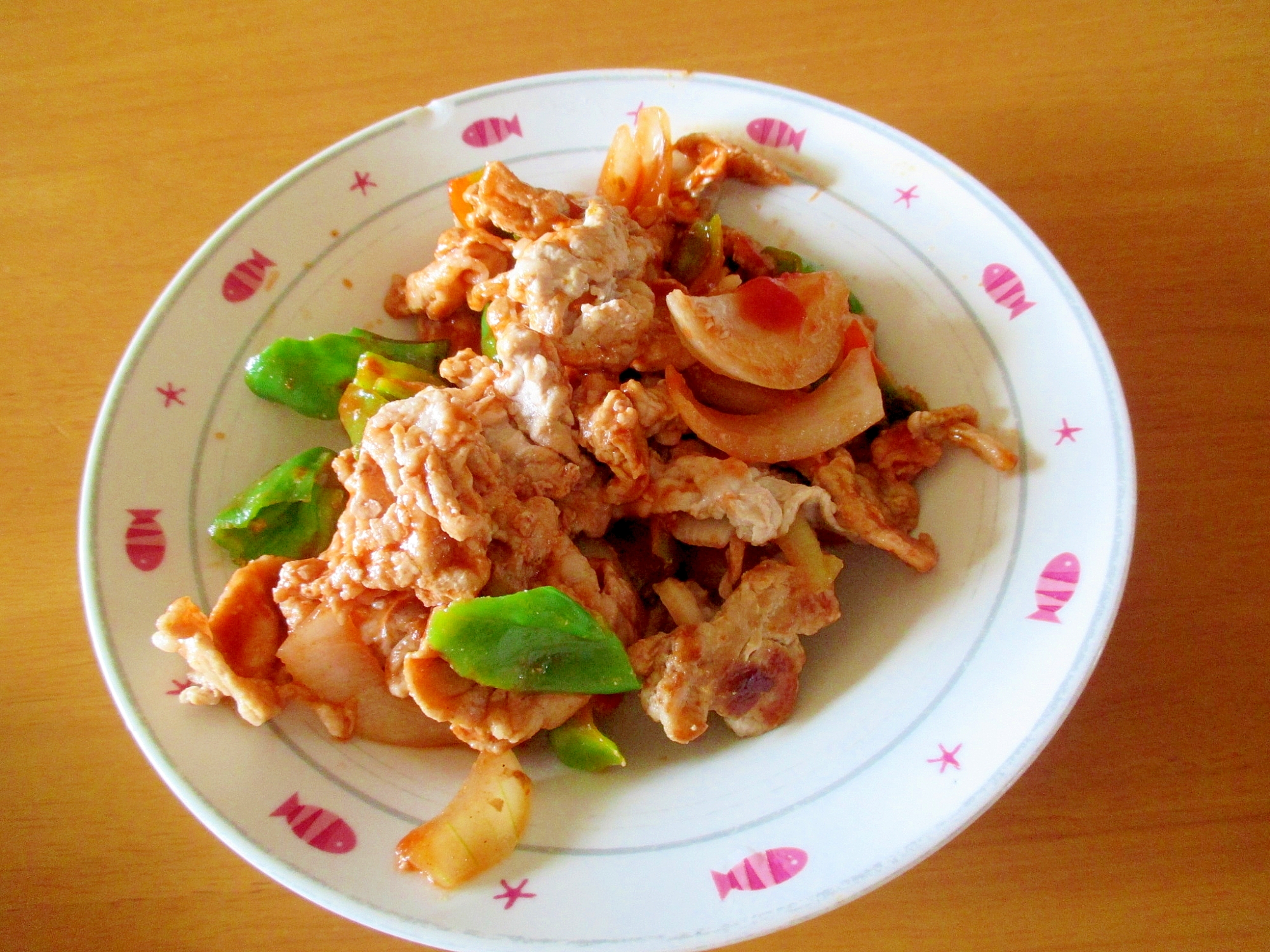 豚肉とピーマンのカレーケチャップ炒め