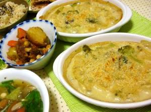 きのこと野菜の豆乳アツアツグラタン☆