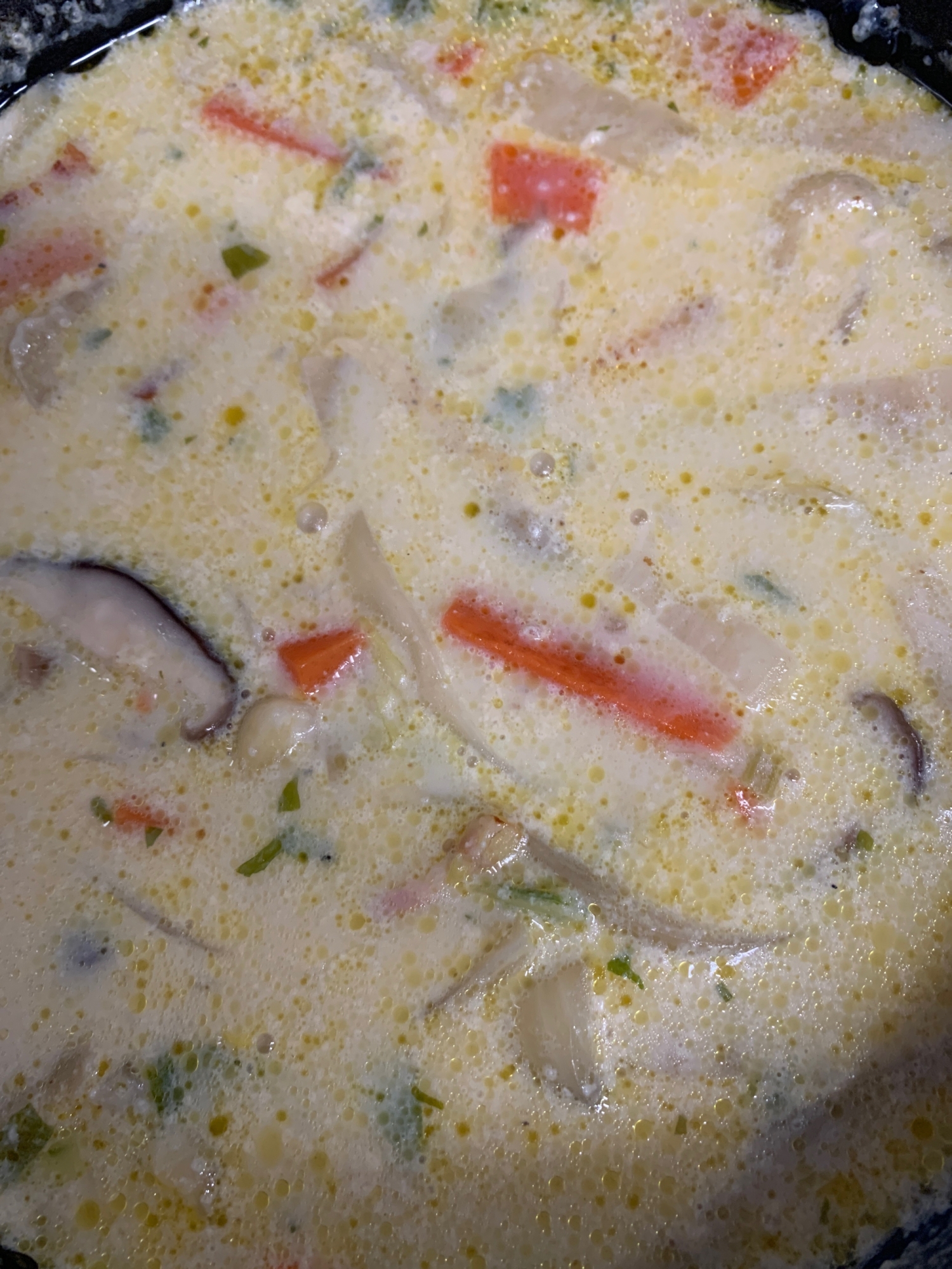 節約☆トロトロ白菜ときのこの豆乳コクウマ簡単スープ