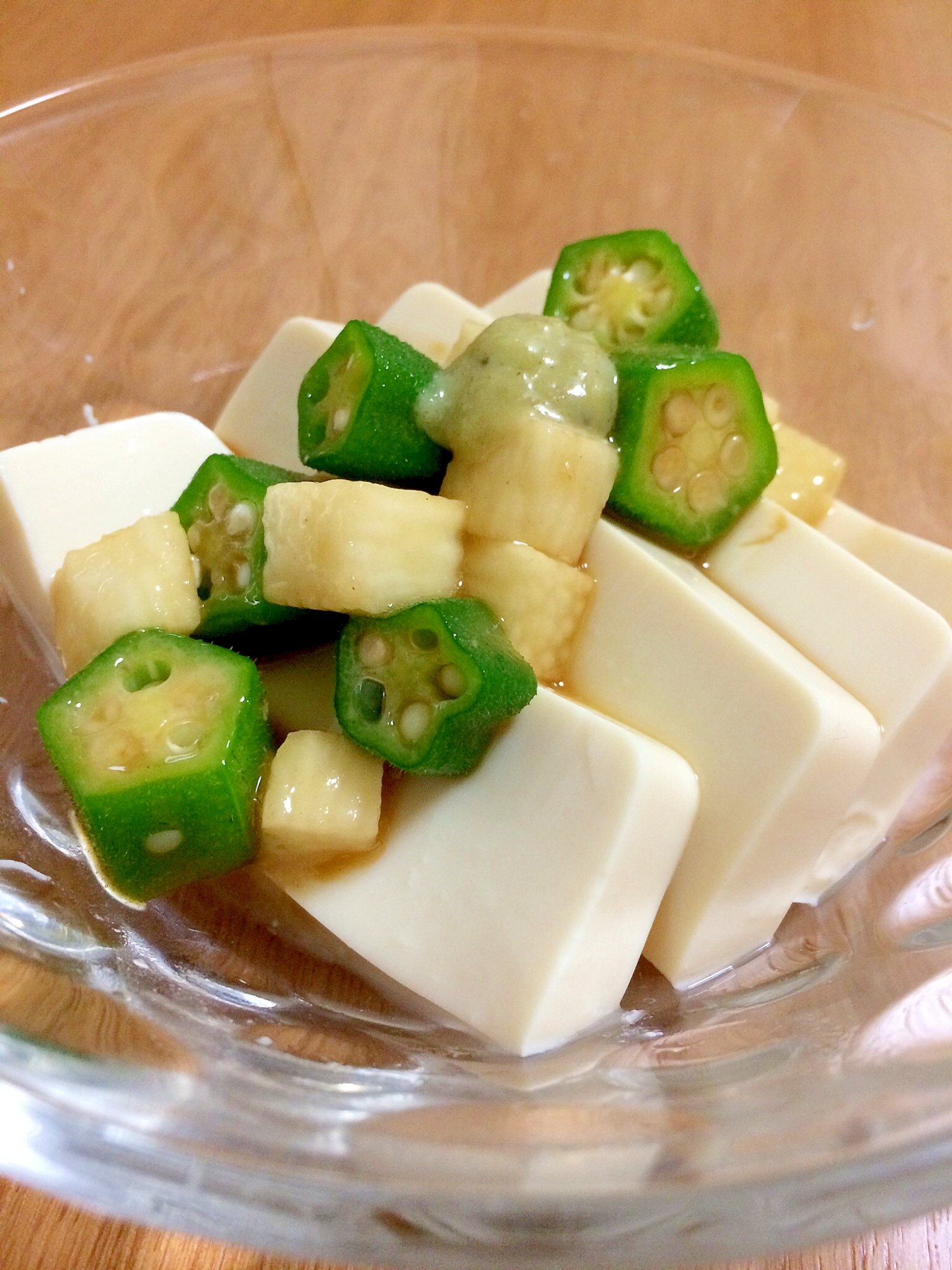 長芋オクラのわさびあえ〜豆腐にのせて〜