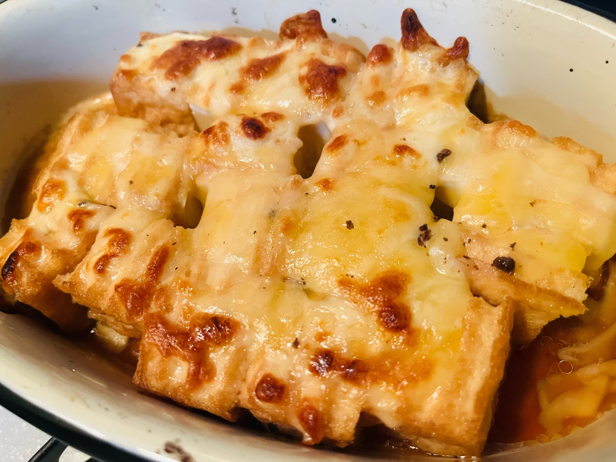 厚揚げバター醤油のチーズ焼き