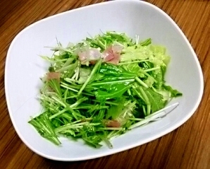 水菜とレタスのしゃきしゃきサラダ