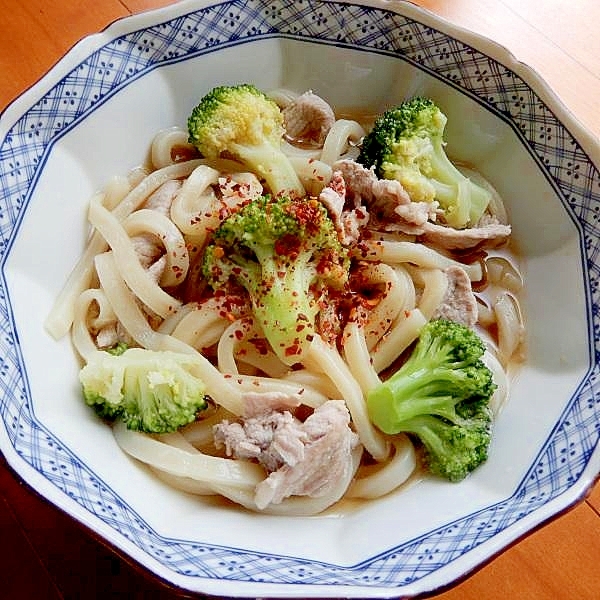 まな板なし！豚こまで❤冷凍ブロコのぶっかけうどん♪