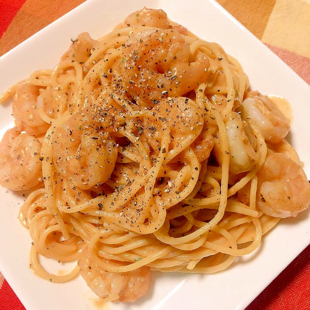 カップスープの素de海老クリームパスタ レシピ 作り方 By Uzuratukune3 楽天レシピ