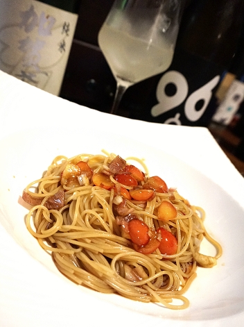 夏スパ、サクランボと茗荷の和風カッペリーニ