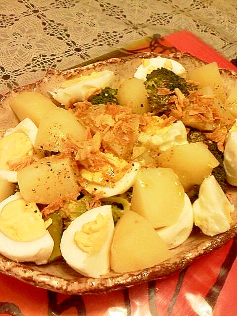 ブロッコリー、卵、ポテトの温サラダ