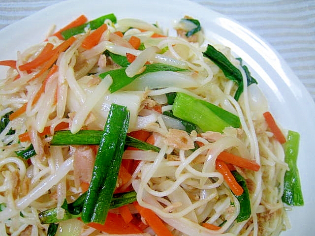 ニラもやしのソーメンチャンプルー レシピ 作り方 By ミルク白うさぎ 楽天レシピ