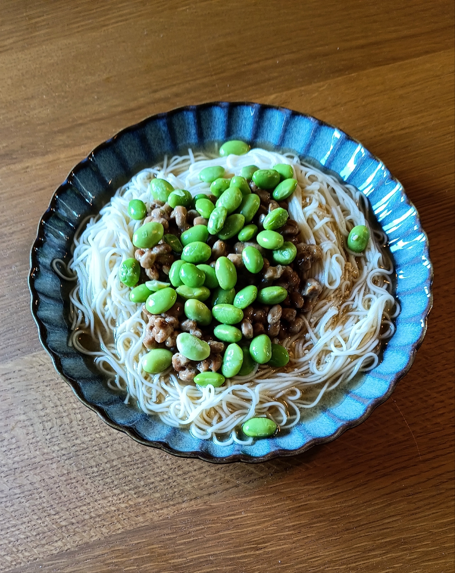 枝豆と納豆のそうめん