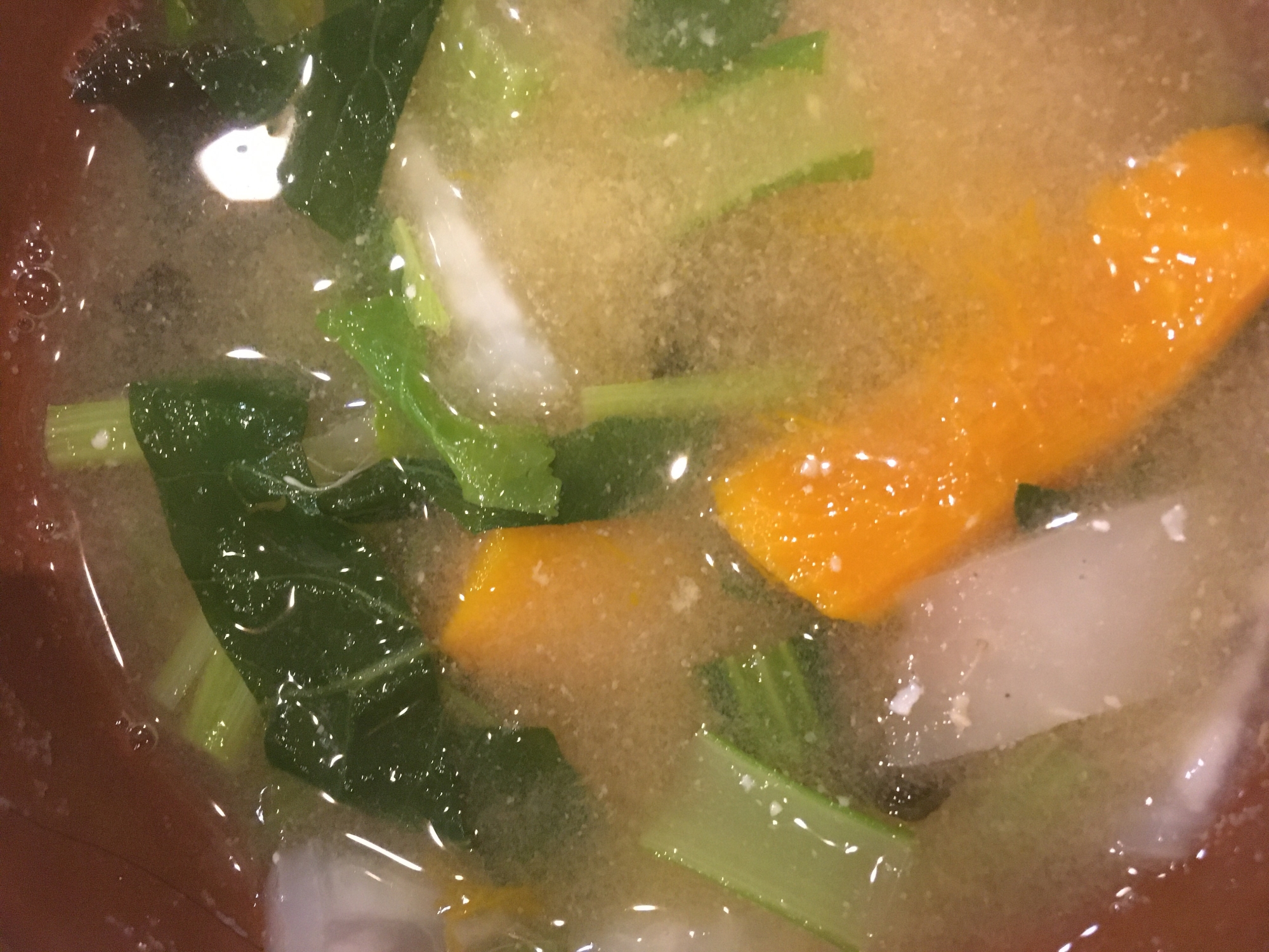 小松菜とかぶとかぼちゃの味噌汁