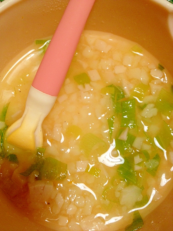 離乳食☆ジャガイモと長ネギとタケノコのスープ