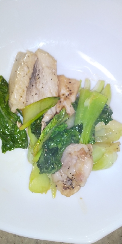 豚ロースと青梗菜のにんにくオイスターしょう油炒め
