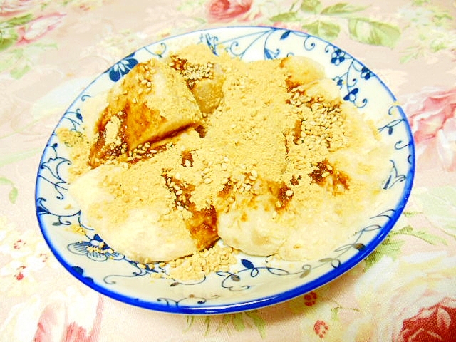 オオバコ入りおから餅ｄｅ❤きな粉生姜の胡麻黒蜜❤