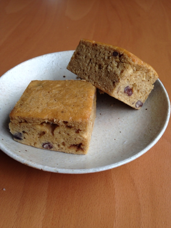 バター不使用♪黒糖と小豆の天板ケーキ