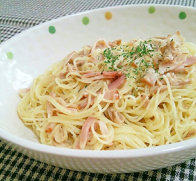 チーズ風味❀ツナとベーコンのパスタ