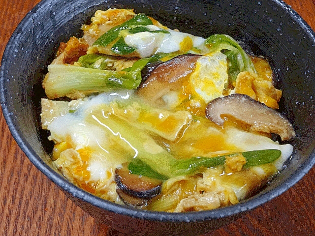 「浅葱の卵とじ皿」＆リメイク「夜食の卵丼」