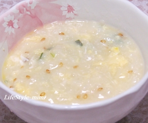 少量の残りご飯でお粥リゾット 131027
