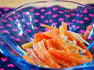 弁当にも レンジで簡単 にんじんとえのきの胡麻和え レシピ 作り方 By まるっとさん 楽天レシピ