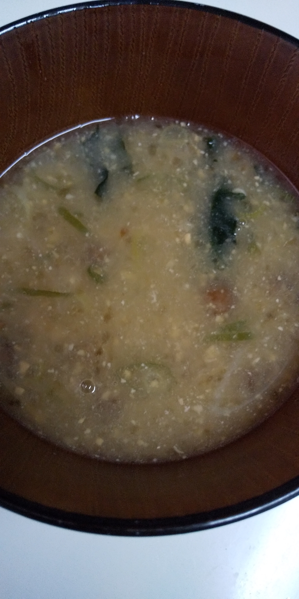 なめことわかめと葱のお味噌汁