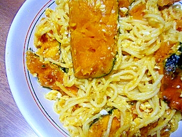 かぼちゃと温泉卵のパスタ★