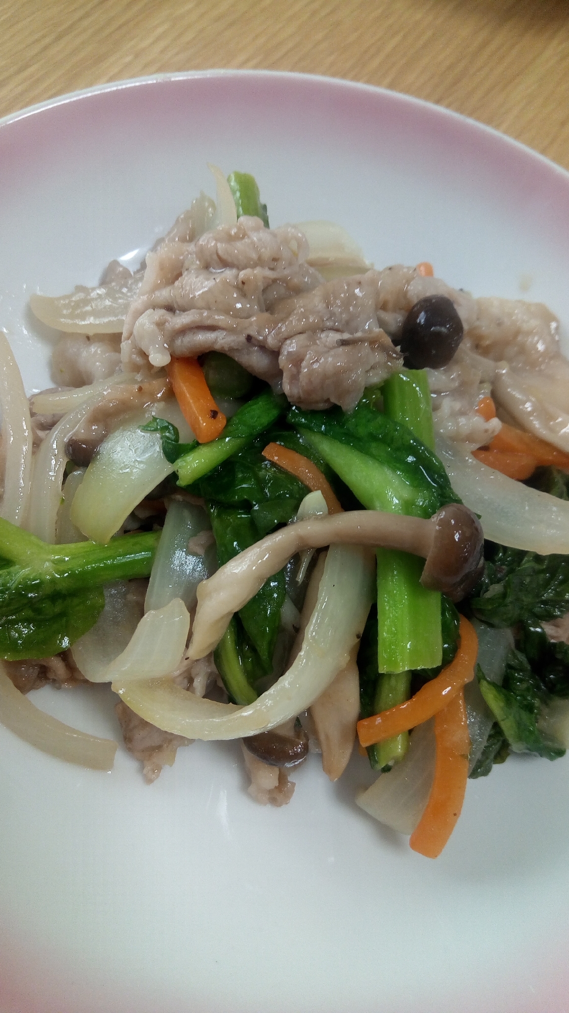 豚肉と菜の花といろいろ野菜の炒め物
