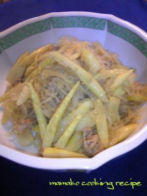 お味を含ませ♡細たけのこの炒め物♡