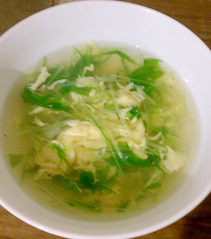 水菜と卵の和風スープ
