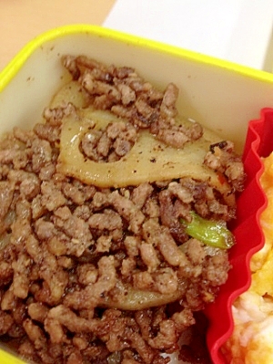 れんこんとそぼろのオイスター炒め 