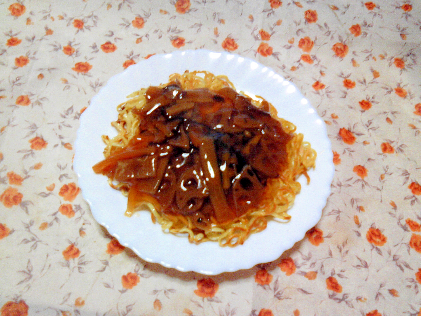 五目釜飯の素で☆揚げ焼きあんかけ麺