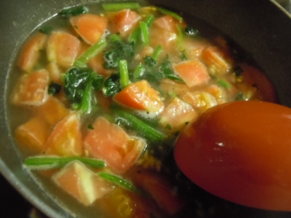 トマトと小松菜の中華スープ♪