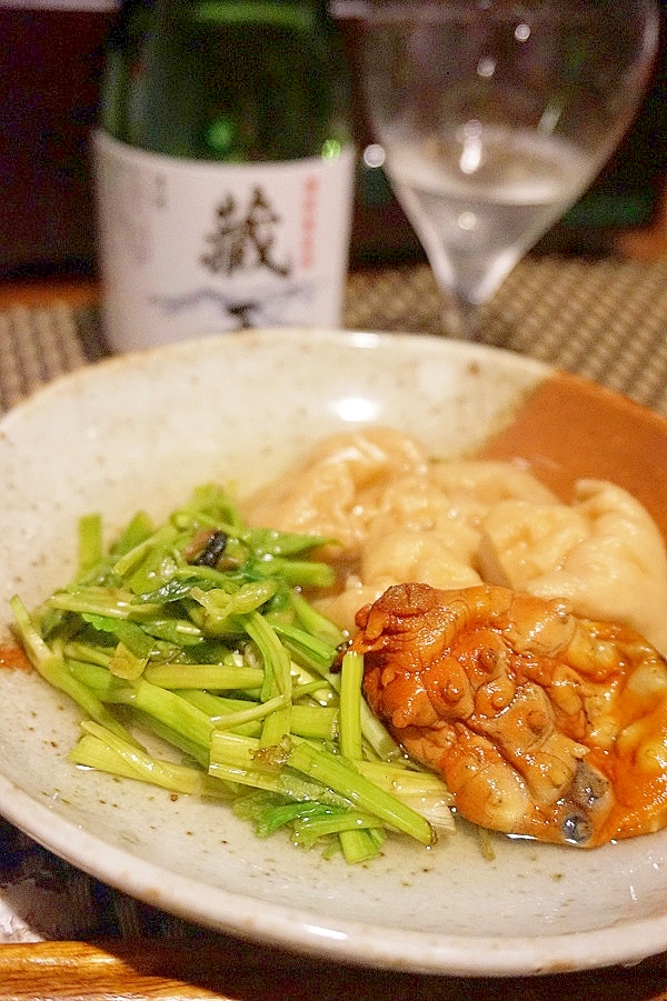 【宮城食材】ホヤと芹、麩の煮びたし